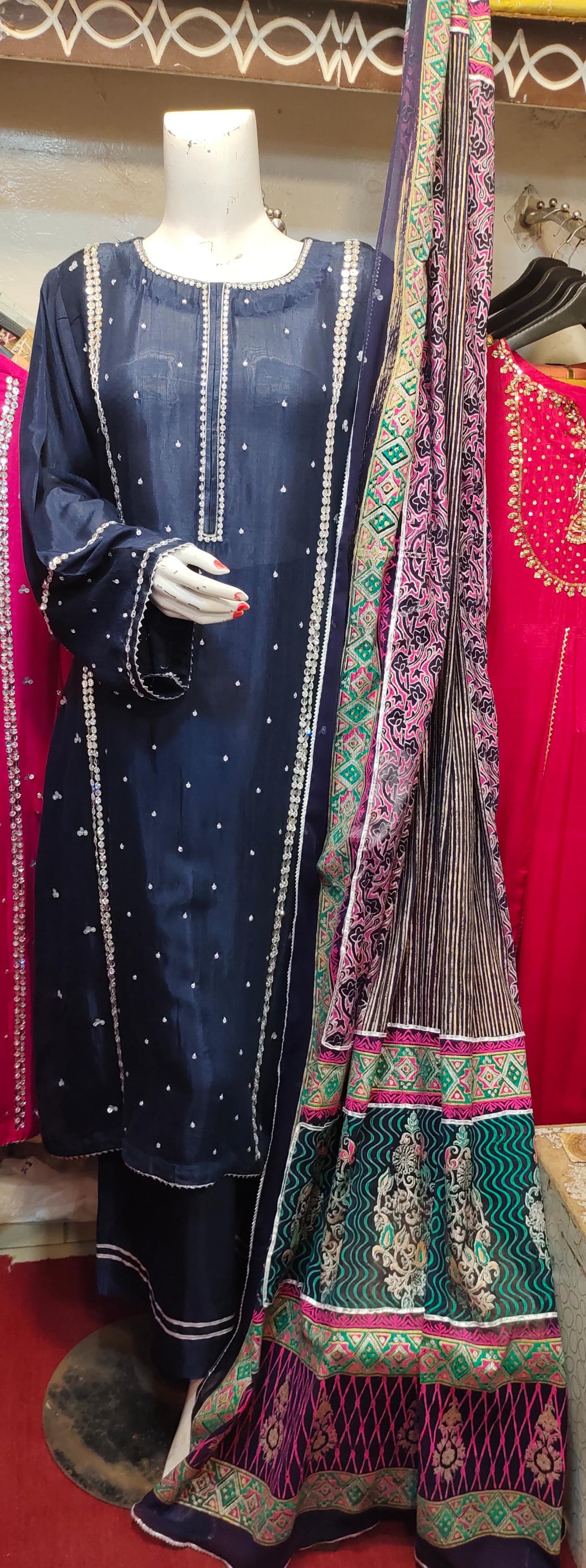 Rhinestone Work Silk