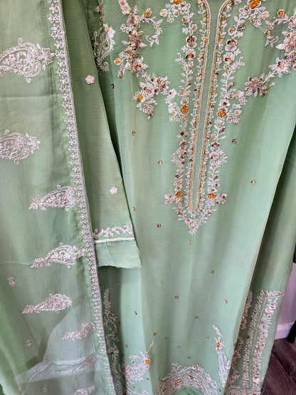 EMB CHIFFON SUIT
