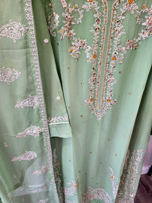 EMB CHIFFON SUIT