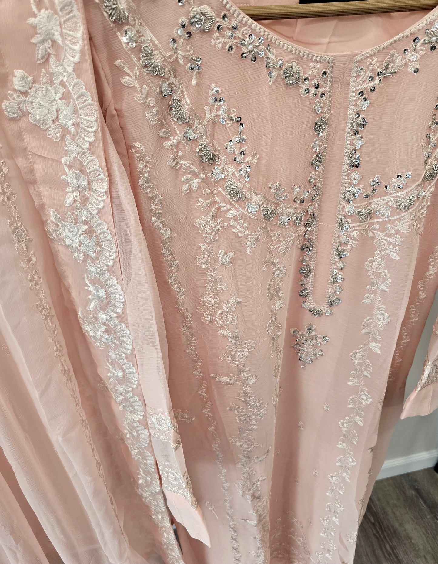 EMB CHIFFON SUIT