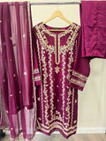 EMB CHIFFON SUIT