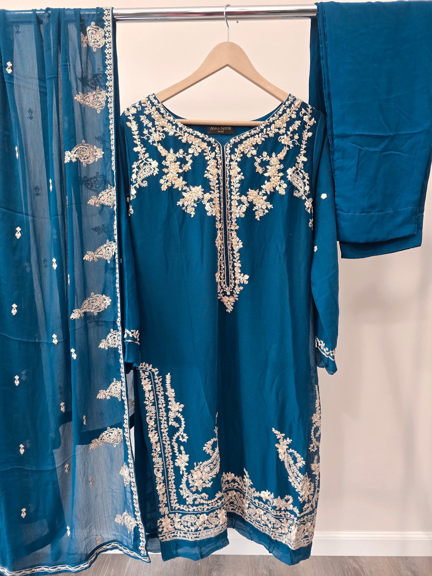 EMB CHIFFON SUIT