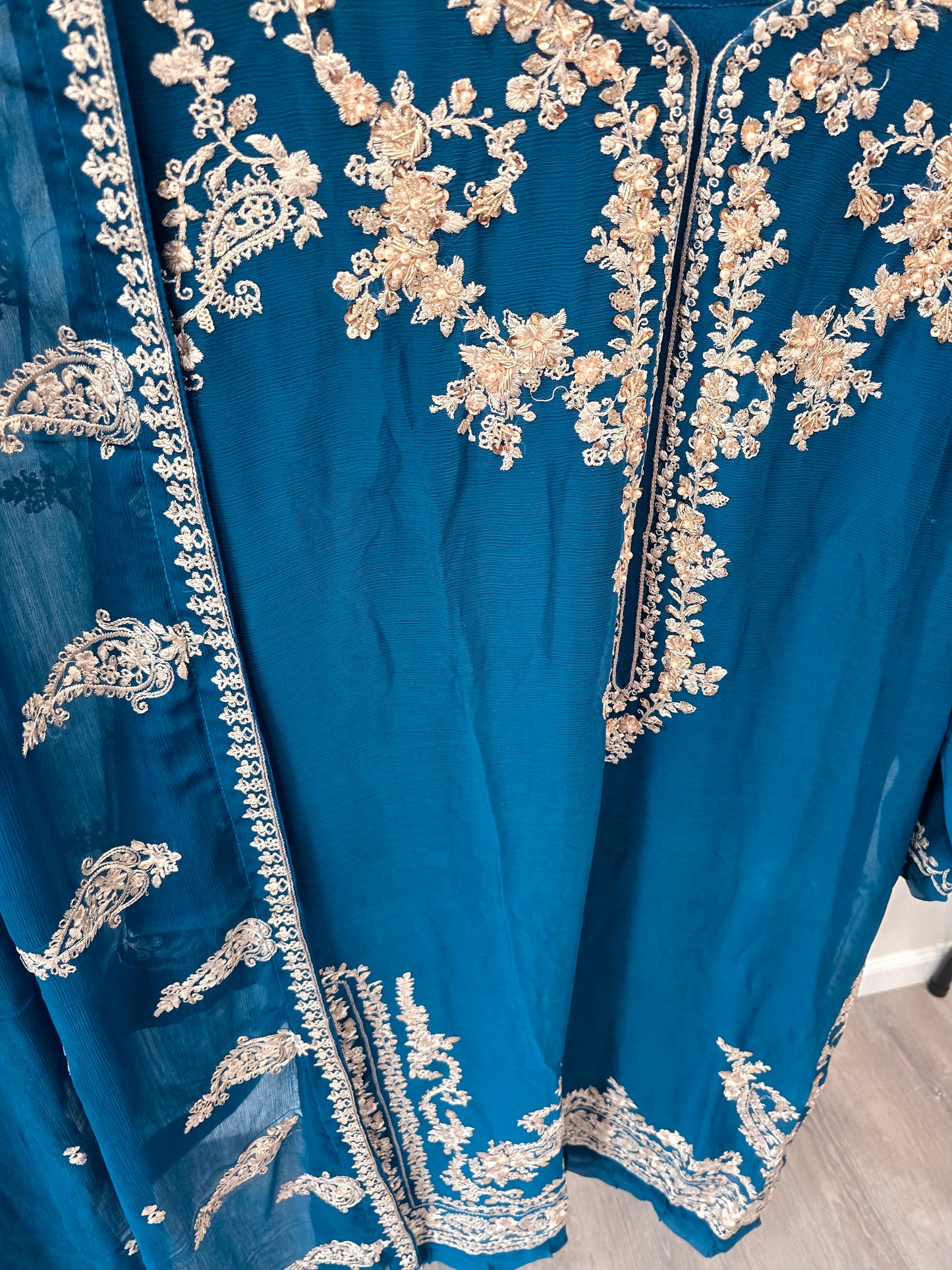 EMB CHIFFON SUIT