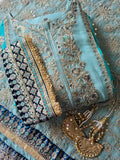 SKY BLUE PARTY WEAR SHARARA SET