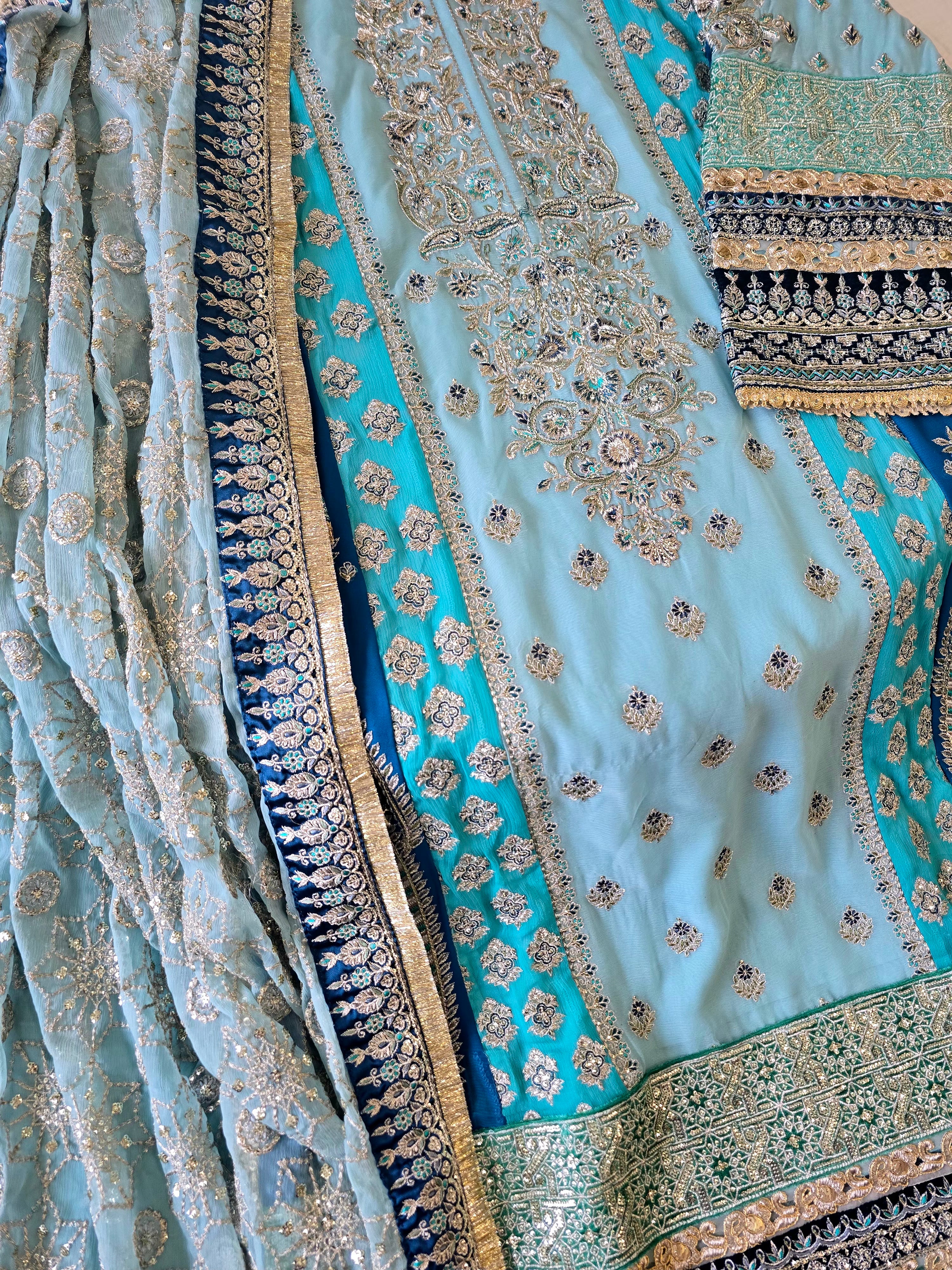 SKY BLUE PARTY WEAR SHARARA SET