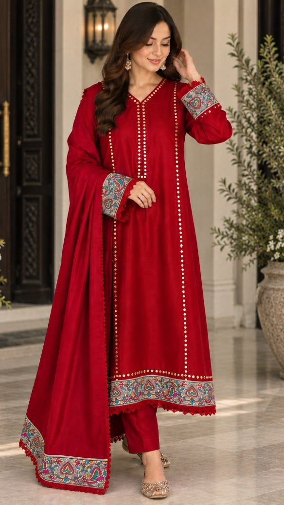 Custom-Made Sheesha Silk Traditional Embroidered Borders