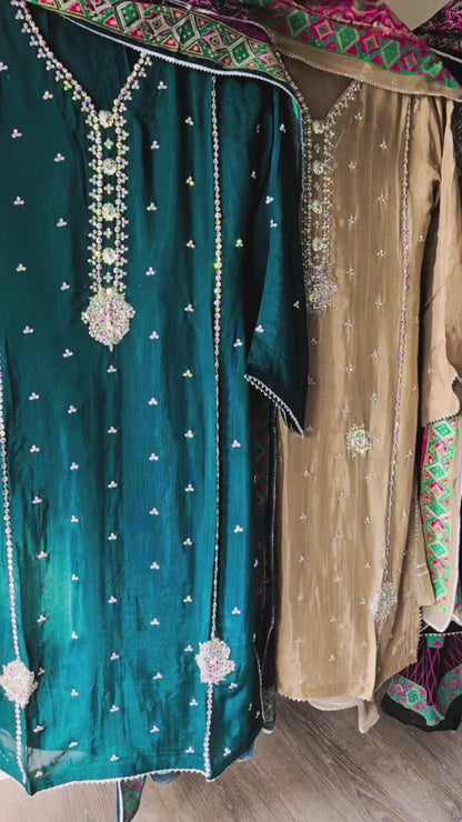 Rhinestone Work Silk